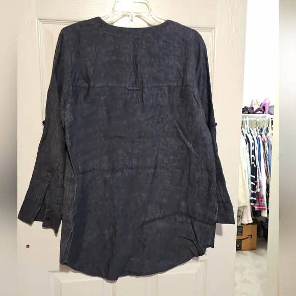 Eileen Fisher Charcoal Linen Button Down Top Sz S - Picture 3 of 5